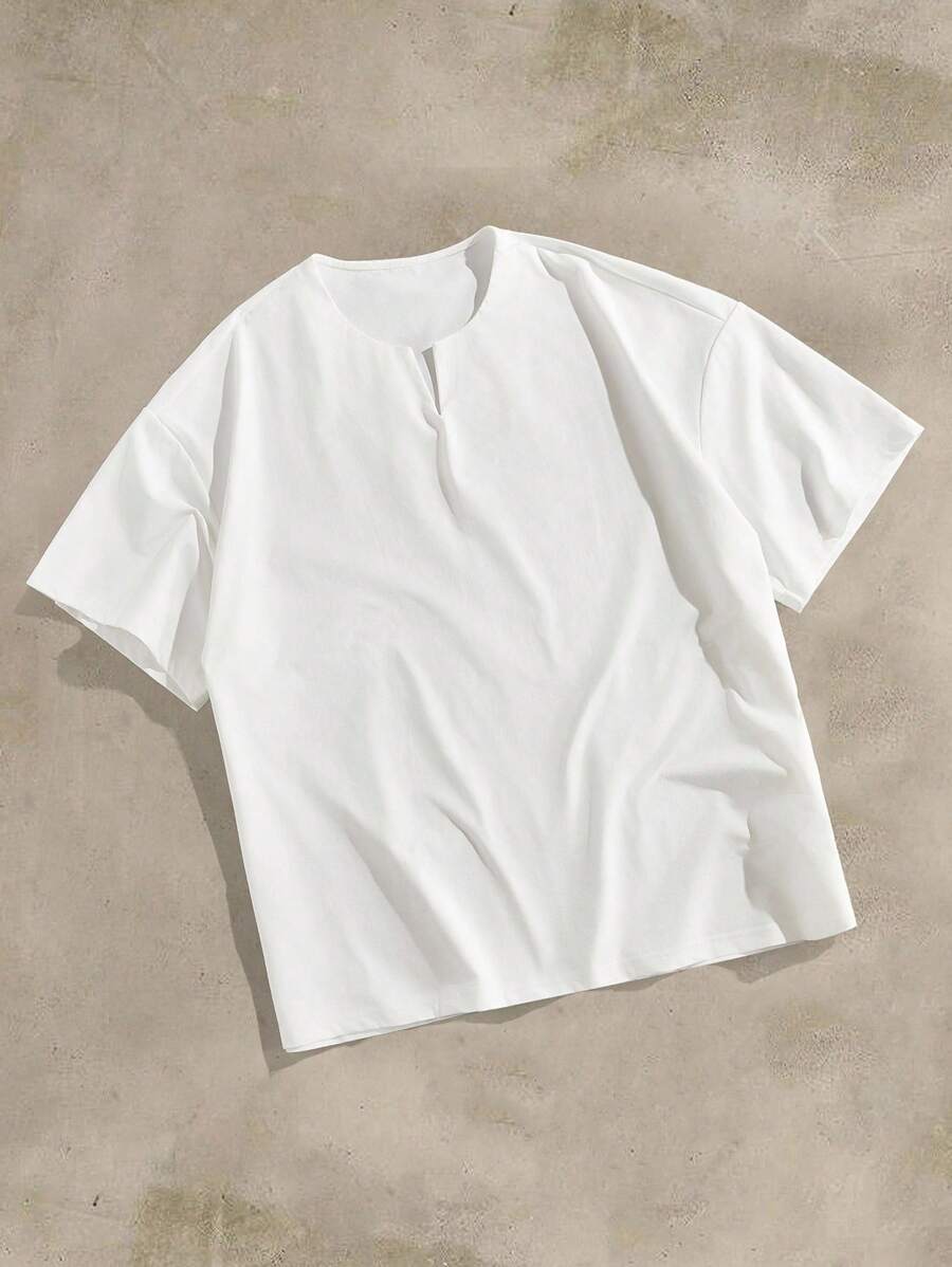 EASEVO Áo thun nam cổ tròn tay ngắn màu trắng cỡ lớn, thích hợp cho mùa hè - trắng - Xem 1