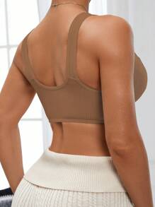 SHEIN 2pcs Women Yoga Running Crop Sleep Seamless Tops Wirefree Full Coverage Mesh Splice Minimizer Bralette Women's Lingerie & Underwear - Multicolor - View 2