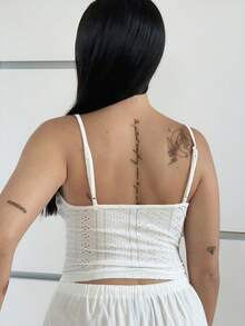 Lucia Bellido 蕾絲邊吊帶上衣 - 白色 - 查看 2