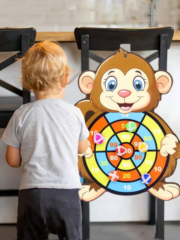 SHEIN Basic living 1 Set Sticky Target Board Game With 3 Sticky Balls Self Adhesive Dartboard Indoor Outdoor Fun Family Party Game For Adults Kids Teenagers Boys Girls Team Building Camping Backyard Activities Sports Toy Game Night Gifts For Men Women Birthday Christmas(Dial Color Is Random)