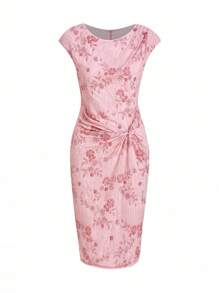 Gownix Women's Elegant Slim Fit Sequin Embellished Stretch Dress, Pink, Summer  Fall Clothes Gorgeous Dress Dresses For Women Party - Pink - View 4