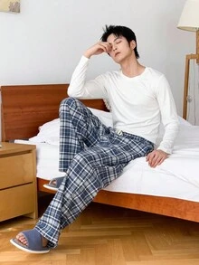 DAZY 男士格子多色家居服长裤，秋季，秋冬睡衣 - 彩色 - 查看 7