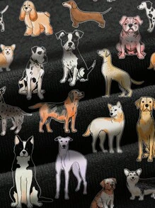 SHEIN EZwear Áo ba lỗ cổ tròn bó sát họa tiết chó tối giản giản dị dành cho nữ, phù hợp cho mùa hè - Nhiều màu - Xem 3