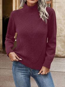 EMERY ROSE Women Solid Color Crew Neck Long Sleeve Minimalist Sweater, Casual Everyday Wear,Long Sleeve Tops Knit Pullover Fall Winter Outfit