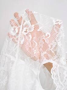 SHEIN Clasi Elegant Solid Color Sweetheart Neck Lace Blouse, Suitable For Oktoberfest - White - View 11