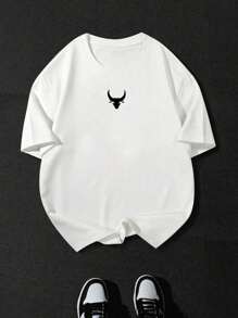 Manfinity Sport Corelite Áo thun thể thao nam tay ngắn in hình bò đực - trắng - Xem 1