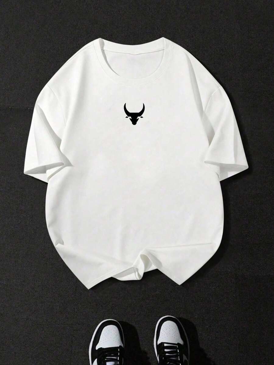 Manfinity Sport Corelite Áo thun thể thao nam tay ngắn in hình bò đực - trắng - Xem 1