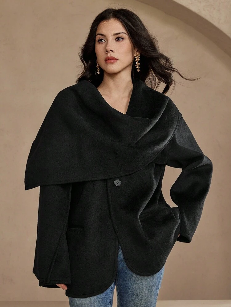 Women's Elegant Solid Color Scarf, Suitable For Overcoat In Autumn/Winter Jacket