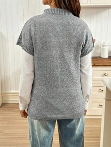 SHEIN Herbstkleidung, Herbstkleidung, Umstandsmode Herbstkleidung Umstandsmode Umstandsmode Floral Jacquard Strick Lässig Loose Weste Damen Pullunder Grauer Pullunder Ärmellose Pullover Blumenpullover Pullover Oberteil Pullunder für Damen Schleife Pullover Damen Pullunder Gestrickter Pullunder