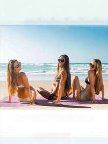 SHEIN 1pc Classic Series Durable Non-Shrink Turkish Tassel Beach Towel, Available In Multiple Sizes, Sand-Resistant, Quick-Drying, Lightweight, Suitable For Beach, SPA, Travel, Stripe Sports Towel - Hot Pink - View 2