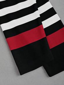 EMERY ROSE Striped Print Tee For New Year Clothes Graphic Tees Women Tops Fall Cloth For Women - Red - View 5