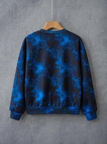 GODZILLAxKONG X SHEIN Sweat-shirt-shirt ample en tricot lâche avec col ras du cou, motif graphique de gorille tie-dye, style sportif décontracté de rue pour garçon préadolescent - Multicolore - Voir 2