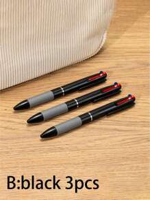 SHEIN 3 Black, 3 White + Beige Ballpoint Pen Pencil Case