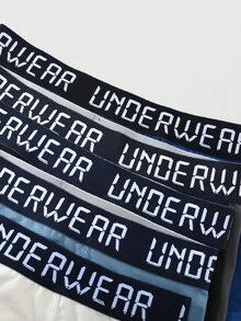 Manfinity Underwear&Sleepwear Basics 5PCS Soft Tween Boys' Letter Waistband Casual Boxer Briefs - Multicolor - View 8