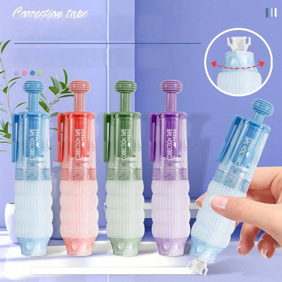 1卷360°高粘性旋转修正带，可替换装，大容量双面，ins风，学生返校必备 - 彩色 - 查看 1