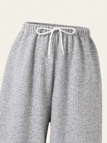 SHEIN Explorewe 抽绳下摆阔腿直筒休闲裤