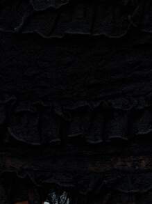 TypaGal Layered With Delicate Ruffles, This Mini Skirt Brings Texture And Volume In Black Lace. A Playful Nod To Gothic And Grunge Y2K Fashion. - Black - View 6