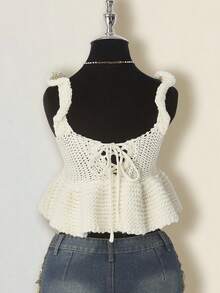 SHEIN ICON Top tricoté court avec broderie florale décontractée