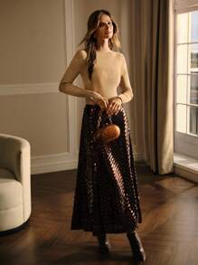 MOTF PREMIUM SUÉTER DE CUELLO ALTO AJUSTADO TIPO JERSEY DE PUNTO PARA OTOÑO E INVIERNO - Camel - Ver 5