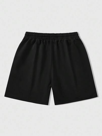 Street Life Pantalones cortos deportivos casuales para hombres con logo de letras en inglés con diamante de imitación en negro