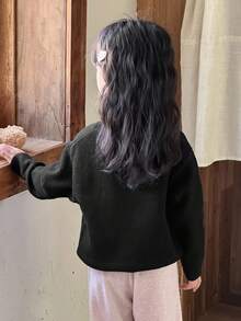 DAZY 女童动物图案圆领长袖毛衣，秋冬 - 黑色 - 查看 7