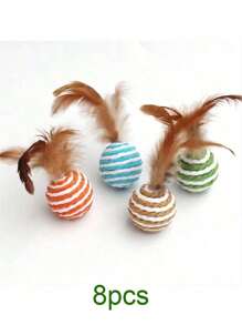 4PCS Cat Toys Random Color Ball Design Cat Teaser Toy For Cat For Interaction
