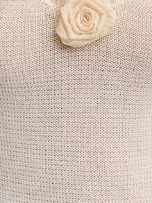 Nöista Knit Peplum Top With Crochet Hem, Chain-Trim Straps, And Rosette Detail. A Charming Pick For 4th Of July, Beach Looks, Or Party Pool And Summer! - White - View 4