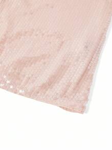 Ellevyn 女式 V 领荷叶边无袖亮片宽松优雅休闲衬衫，适合春夏、秋季 - 粉色 - 查看 5