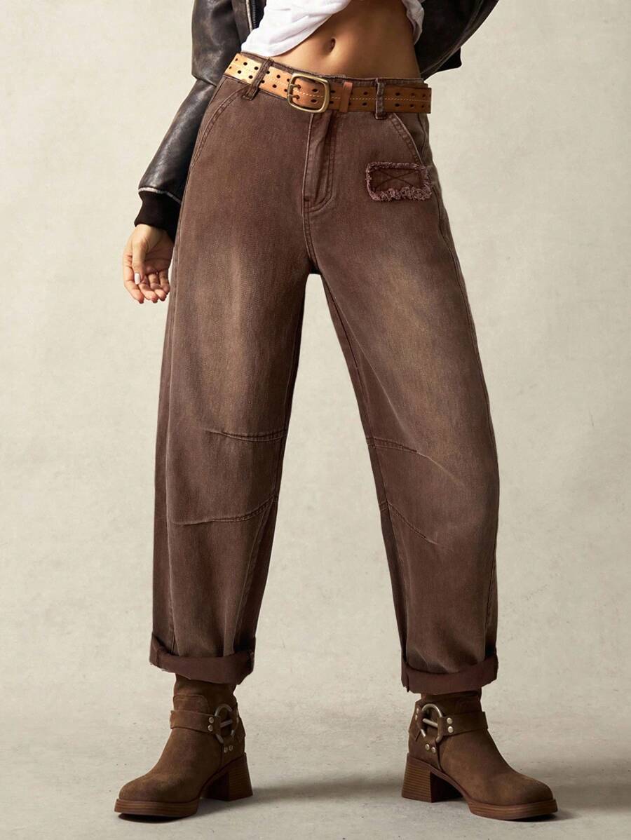 Bohemela Women's Casual Vacation Woven Denim Harem Pants Brown Pants For Women Western Pants