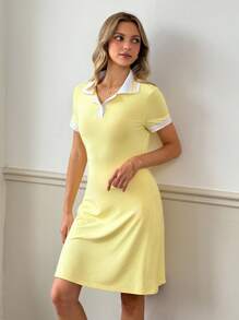 Sovereign Charm Vestido deportivo de mujer con cuello polo y manga corta, para ejercicio al aire libre - Rosa - Ver 1