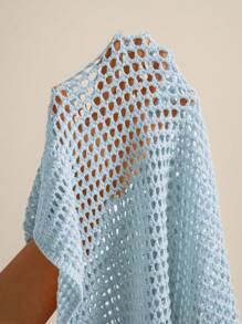 SWAVVY 男士针织时尚休闲宽松无袖毛衣背心 - 淺藍色 - 查看 5