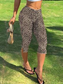 SHEIN EZwear 女式复古豹纹弹力紧身裤