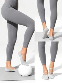 GLOWMODE 3 Pairs Yoga & Pilates Non-Slip Grip Socks With Seamless Toe Construction Yoga Daily - Dusty Purple - View 8