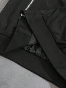 Manfinity EMRG Men's Casual Versatile Solid Color Zipper Design Jacket, Black Jacket Zip Up, Men's Bomber Jacket, Techwear Jacket, Men's Zip Up Jacket, Street Wear Jacket - Black - View 5