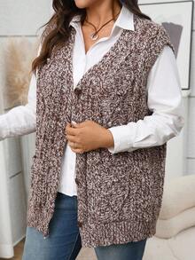 EMERY ROSE سترة كاردجان فضفاضة عادية بجيب وياقة على شكل حرف V للنساء ذوات الحجم الكبير - متعدد الألوان - مشاهدة 5