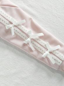 SHEIN 2pcs/Set Baby Girls Lace Bow Sweatshirt, Long Sleeve Lace Casual Comfortable Soft Pullover Tops For Autumn - Multicolor - View 7