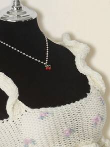 SHEIN ICON Top tricoté court avec broderie florale décontractée