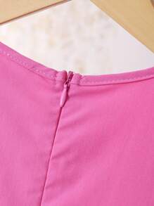 SHEIN Sparklyn Girls' Pink Minimalist Stylish Sweet Long Sleeve Dress Girls Pink Dress With Bow Pink Bow Dress For Girls Girls Pink Long Dress Girls Preppy Dress Girls Pink Special Occasion Dress Bow Decoration - Pink - View 5