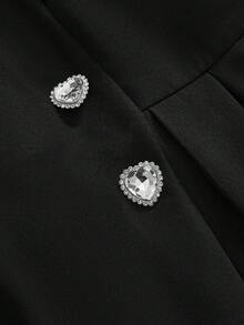 ROMWE EDITION Đầm xòe xếp ly cổ Peter Pan họa tiết ren chắp vá dễ thương cỡ lớn cho nữ - màu đen - Xem 11