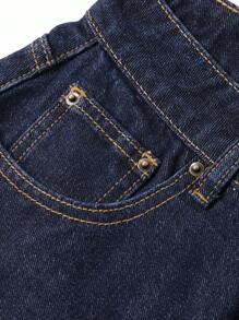 Livesso 女士高腰修身牛仔迷你裙，夏季 - 藍色 - 查看 7