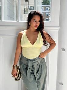 NegzBox 休闲浪漫度假纯色扭褶红色吊带背心圣诞节情人节新年