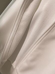 1 件青少年女孩连帽长袖短款拉链运动衫休闲套头衫，秋季 - 白色 - 查看 3