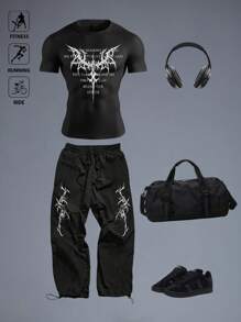 Manfinity Sport Corelite 男士圆领插肩袖休闲夏季透气骑行、跑步、健身运动套装