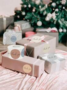 500 张/卷波西米亚自粘式感谢标签贴纸，圆形密封标签，适用于商务、婚礼、生日、送礼会用品和信封礼品包装