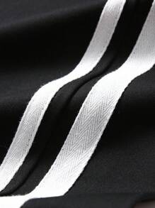 JNSQ Tween Girls & Boys Elastic Waist Loose Patchwork Ribbon Letter Embroidery Pattern Sweatpants, Suitable For Autumn, Winter Daily Wear, Outdoor Activities, Vacation, Street Style, Party And Leisure - Black - View 5