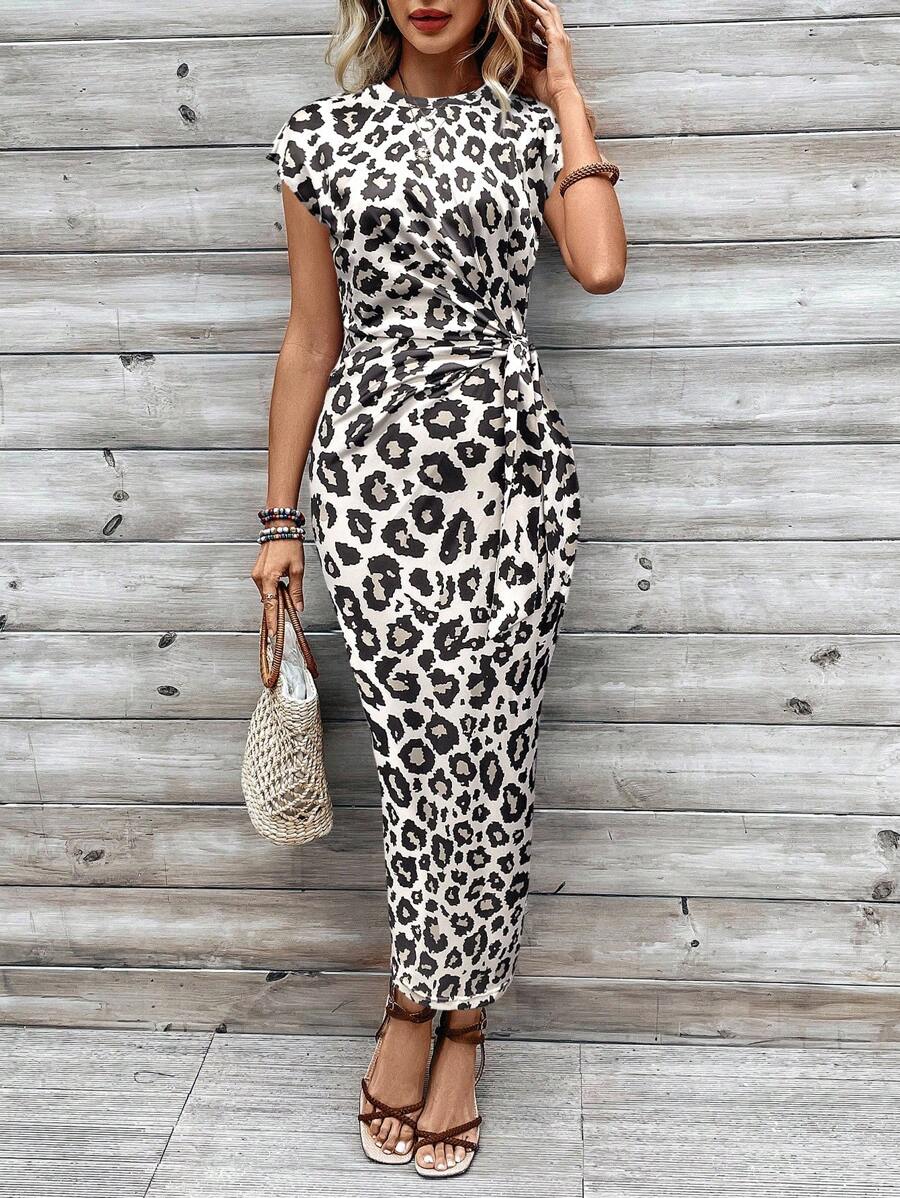 Breezaya Đầm Maxi họa tiết da báo đơn giản hàng ngày dành cho nữ - Nhiều màu - Xem 1
