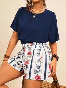 SHEIN LUNE Plus Size Set Women Two Pieces 2 Pieces Short Sets Women Women Short Sets Summer Shorts Sets For Women Floral Print Shorts Set Two Pieces Short Sets Women Floral Shorts Outfits For Women Fall Women Clothes Back To School Clothes Country Outfits Women Stockholm Style Going Out Tops Women Fall Women Clothes Autumn Clothes Homecoming Tulum Teacher Outfits For Women Back To School Clothes Going Out Outfits - Multicolor - View 6