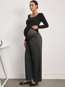 MaterniWear Maternity Casual Commuter Striped Straight Leg Pants  Business Casual Woman  Wide Leg Pants Woman  Office Wear  Beach  Going Out  Fall