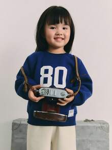 Maija Kids Maija Kids Young Girl Casual Round Neck Numeric Pattern Sweatshirt, Autumn/Winter Kids Jumper Sweatshirt For 6 Year Olds Kids Sweatshirt Childrens Jumper Kids Clothes Fall - Navy Blue - View 1