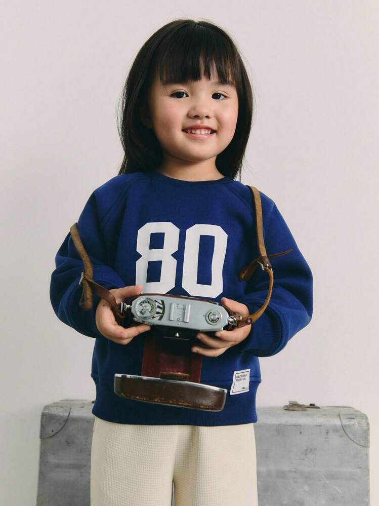 Maija Kids Maija Kids Young Girl Casual Round Neck Numeric Pattern Sweatshirt, Autumn/Winter Kids Jumper Sweatshirt For 6 Year Olds Kids Sweatshirt Childrens Jumper Kids Clothes Fall - Navy Blue - View 1